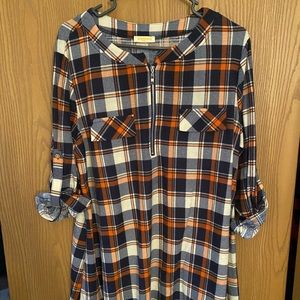 3/4 Sleeve Flannel Zip Shirt